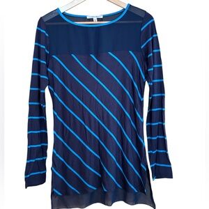 🌈 Laila Jade Blue stripe sheer long sleeve top Size: XS